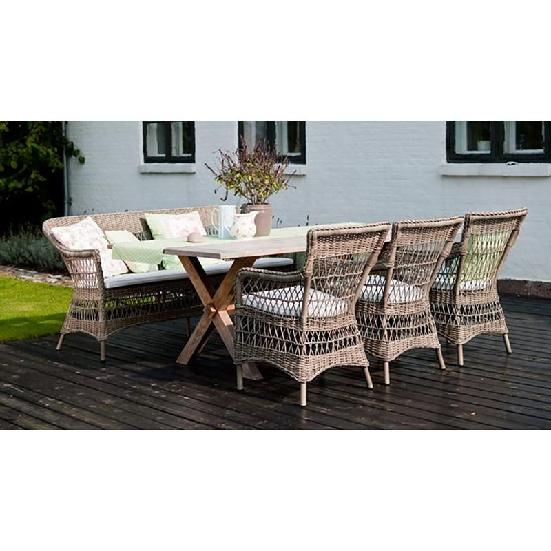 Natural Brown Teak Rectangular Outdoor Dining Table