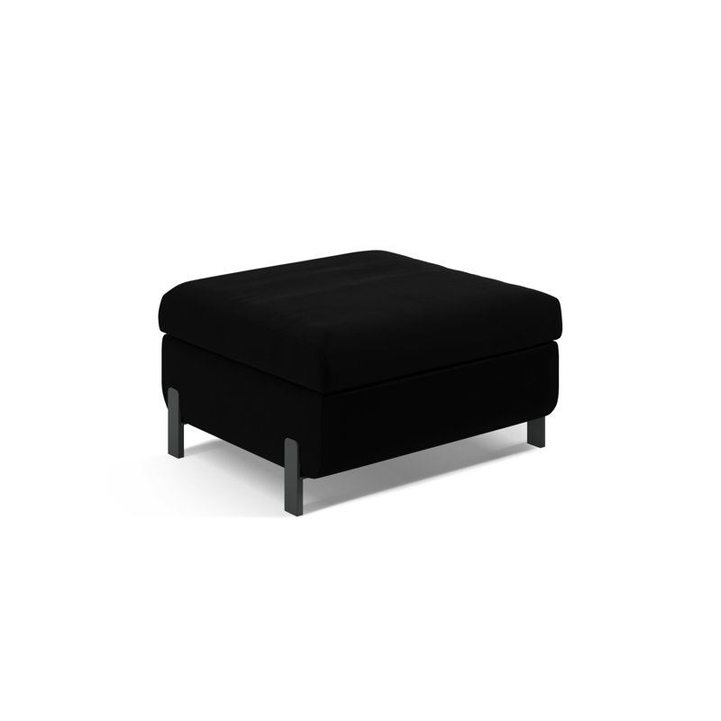 Rosaisela 72cm Wide Velvet Solid Colour Pouffe Ottoman, Black