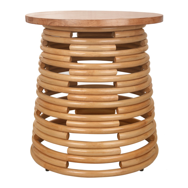 Zeke Rattan Round Coffee Or Side Table, Honey, Honey