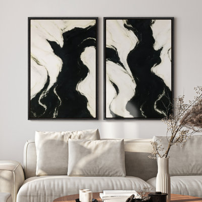 Framed Canvas Wall Art - Vintage Abstract Wall Prints for Bedroom