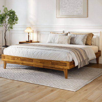 Coraline Heavy-Duty Wood Platform Bed, Modern Bed Frame without Headboard, Supports up to 800lbs