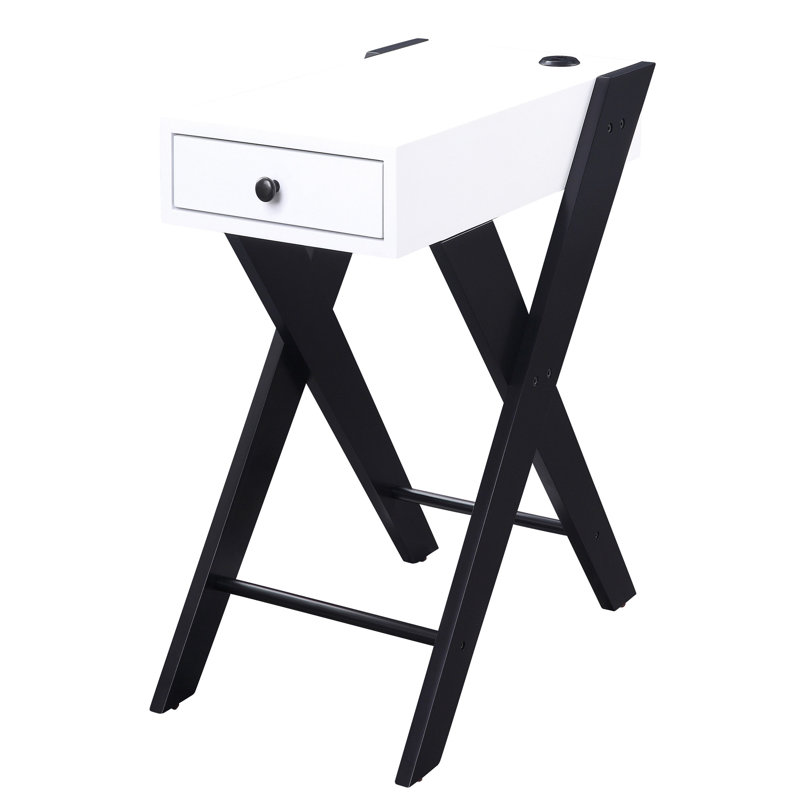 Table d'appoint rectangulaire moderne avec tiroir élégant - blanc / noir