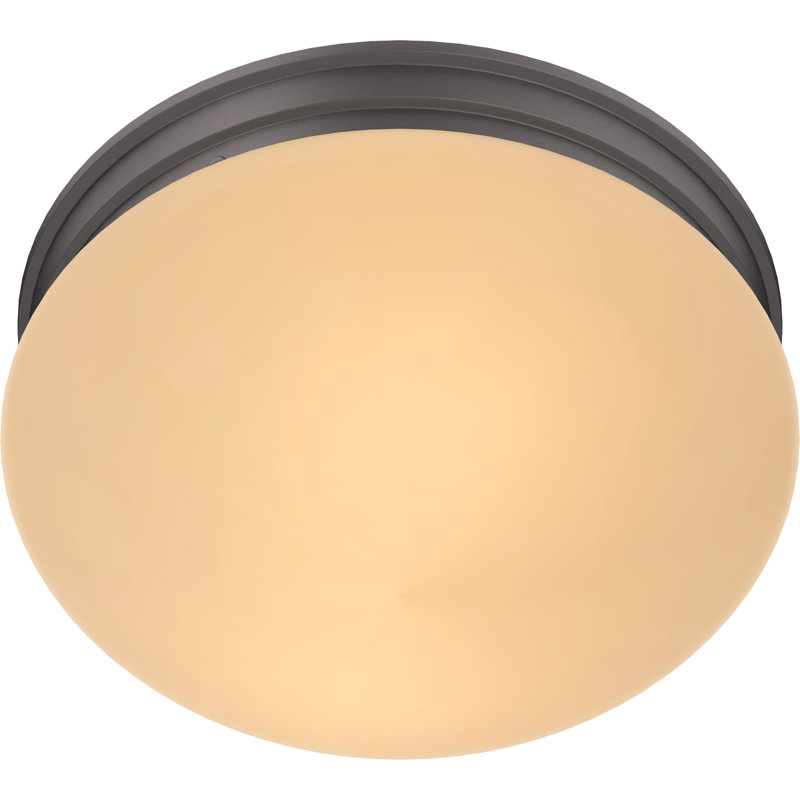 Plafonnier encastré rond à 2 lumières en bronze antique avec abat-jour en verre sépia Troy