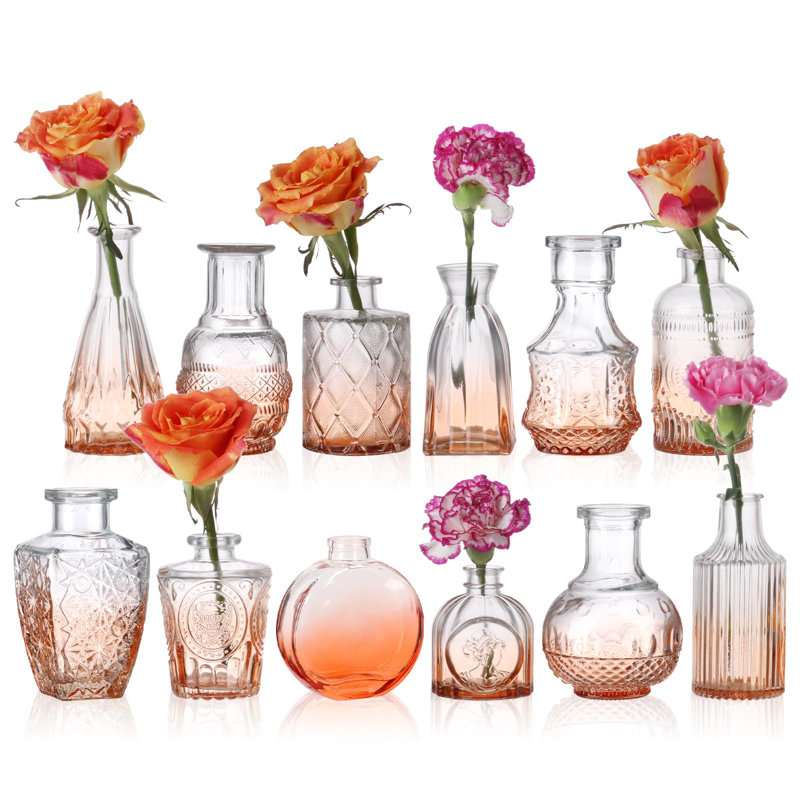 Ensemble de 12 vases à bourgeons en verre en vrac, petit vase à bourgeons rétro pour centres de table, décorations de mariage rustiques, décoration de table de maison