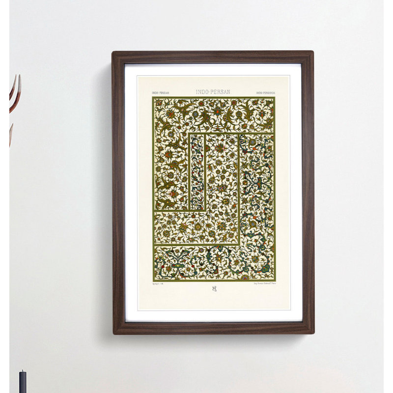 Indo-Persian Pattern with Flowers by Albert Racinet - Framed Print, 60cm H x 40cm W x 2cm D, Walnut
