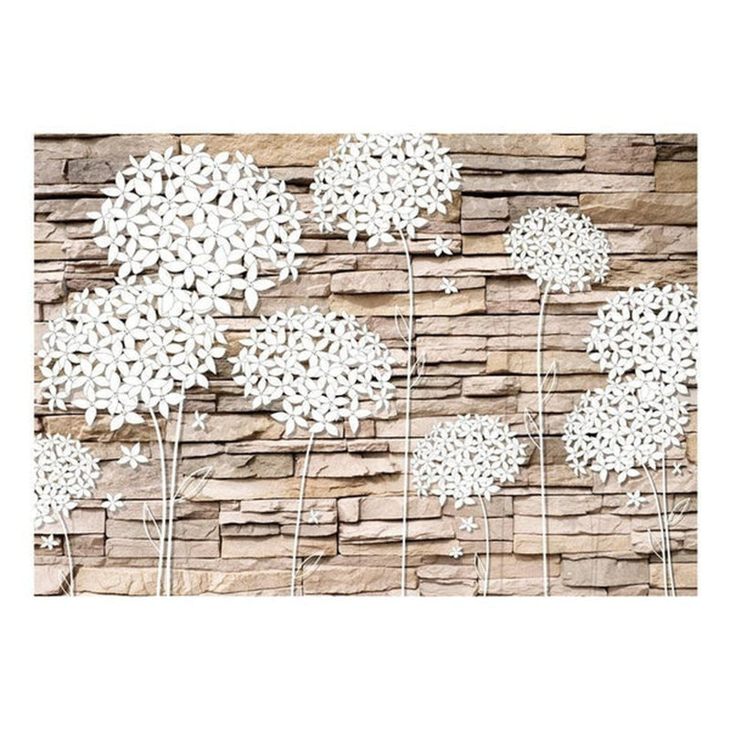 Murale fleurs sur pierres ardoise, L 82 po x l 118 po