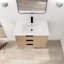 Meuble-lavabo de salle de bain 30 po avec tablette latérale. Tiroir à fermeture en douceur. Lavabo mural imitation chêne et contreplaqué, 30 po. Tiroir et support. Chêne, matériau