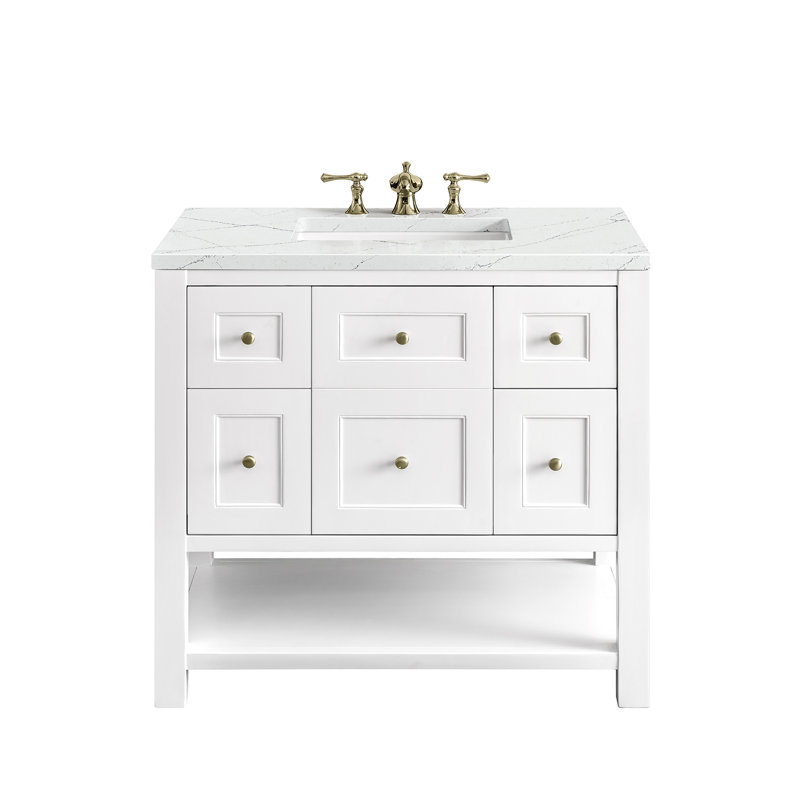 Breckenridge 36'' W Single Vanity, Bright White, Ethereal Noctis, 8" Widespread