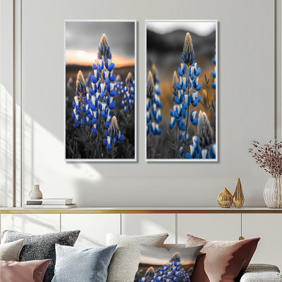 Blue Bonnets Texas Twilight I - Blue Bonnets Wall Art 2 Pieces Set
