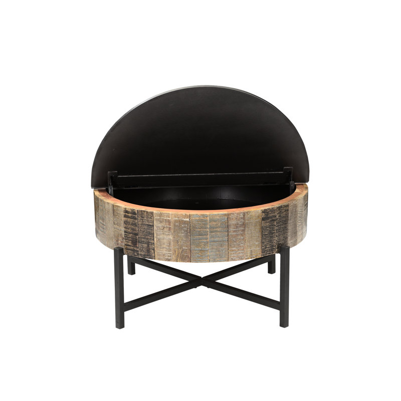 Élégante table basse contemporaine - Fabrication en bois de manguier rustique et en fer pour l'espace principal avec charnières