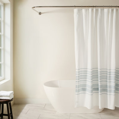 Rideau de douche à rayures en mélange de coton