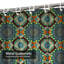 Rideau de douche abstrait à motif abstrait vert et brun avec 12 crochets-790896369