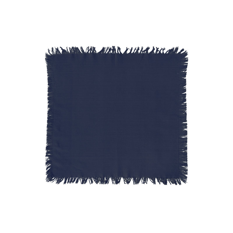 Ensemble de 6 serviettes en coton à franges Briella, Bleu