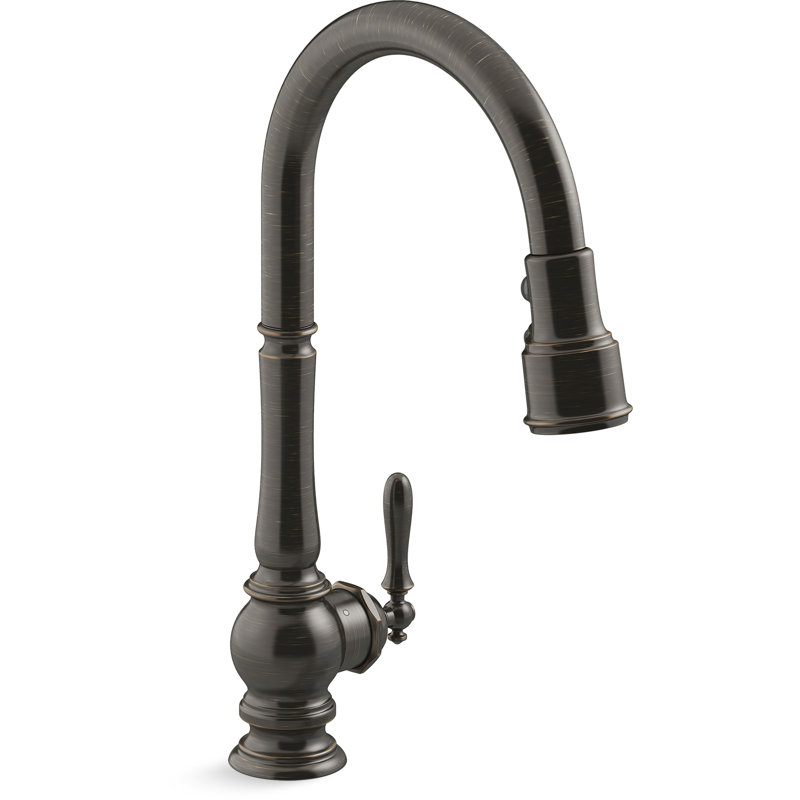 Artifacts® Touchless and Voice-Activated Pull Down Kitchen Sink Faucet with Three-Function Sprayhead, Oil Rubbed Bronze