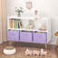 Bibliothèque pour enfants avec tiroirs en tissu pliables, présentoir à livres pour enfants, armoire de rangement pour jouets, blanc / mauve