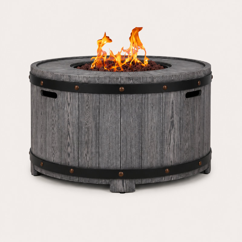 Table de foyer d'extérieur au gaz 23 pouces avec aspect de baril de vin Terrafab