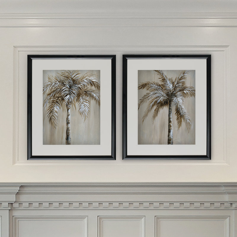 « palm magic i », ensemble de 2 reproductions de peintures à l’acrylique encadrées, Noir
