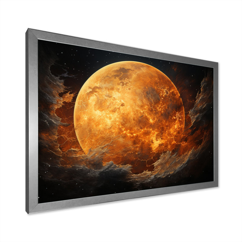 Planète Titan Misty Fiery sur toile, H 12 po x l 20 po x P 1 po, Cadre simple argenté