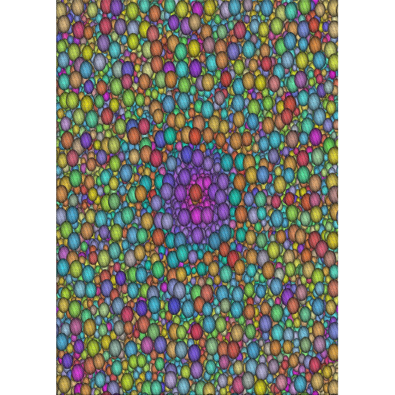 Tapis vert/bleu à motifs, Rectangle 5 pi x 7 pi