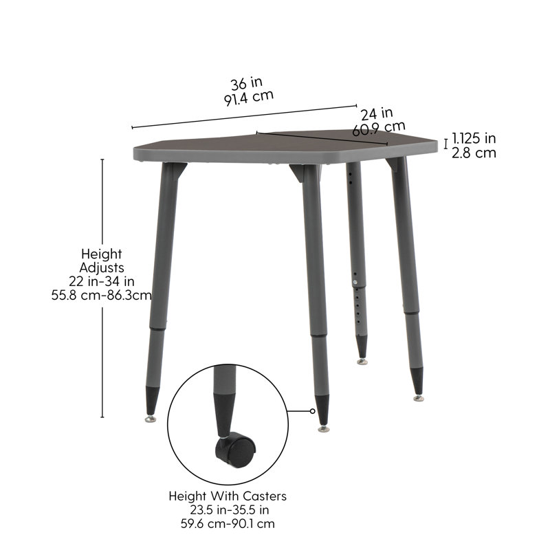 Table d'activité thermofusionnée 24 x 36 pétales avec pieds fuselés réglables Adapte, Mer du nord, Strandz cosmique