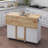 Kitchen Island With Spice Rack, Towel Rack And Extensible Solid Wood Table Top-144231351