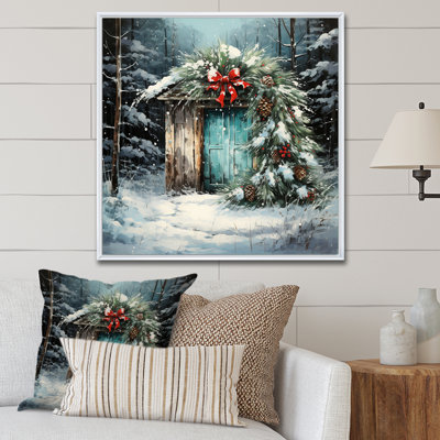 Couronne de Noël verte et hiver II - art mural couronne