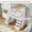 Modern Large Dressing Table with 9 Drawers, Tempered Glass Top, RGB Light Mirror, and Charging Station-576126327