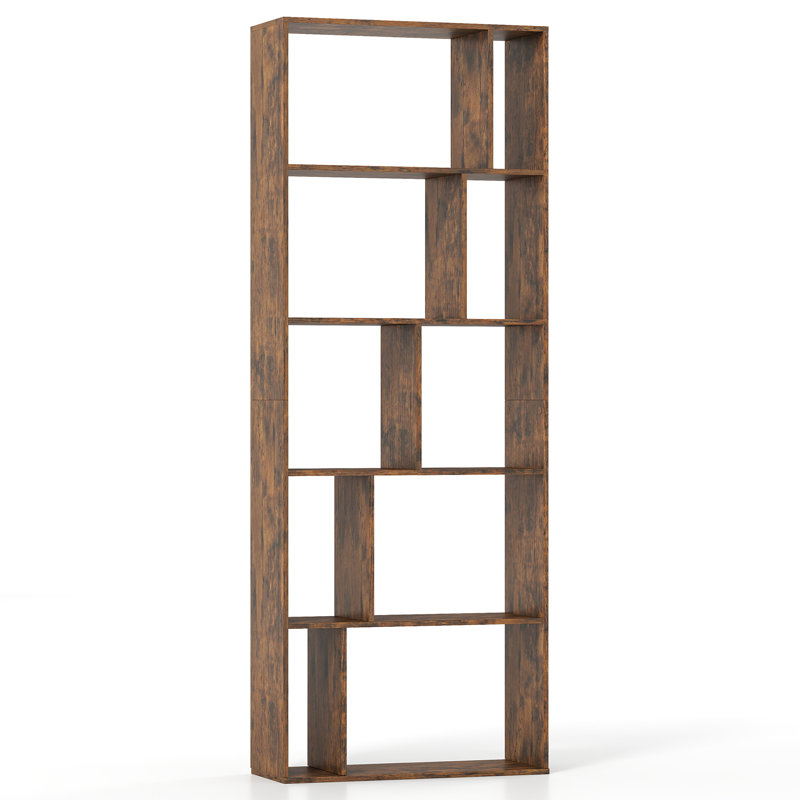 2 tablettes à 5 niveaux avec dos ouvert et tablette de rangement avec ensembles anti-basculement, Brun
