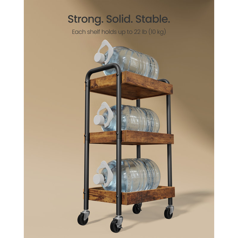 Metal Bar Cart, Brown, Black