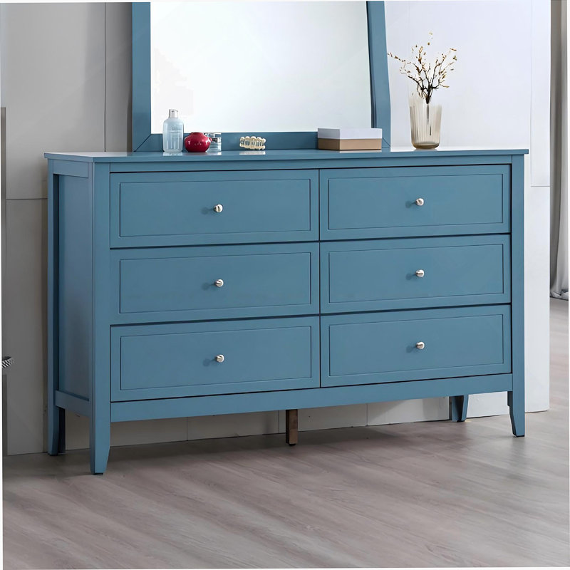 Commode 6 tiroirs Woonden, Sarcelle