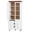 Grand garde-manger avec portes en verre - Armoire blanche avec tablettes réglables pour optimiser l'espace de rangement dans le salon
