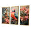 Perroquet rose et vert, arbre floral, harmonie I - art mural perroquet-323683223-323683222