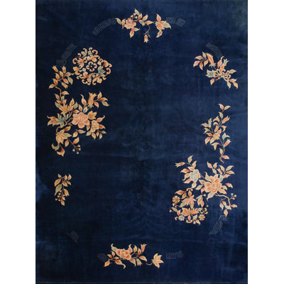 Tapis art déco chinois marine