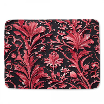 Tapis de bain floral rouge complexe