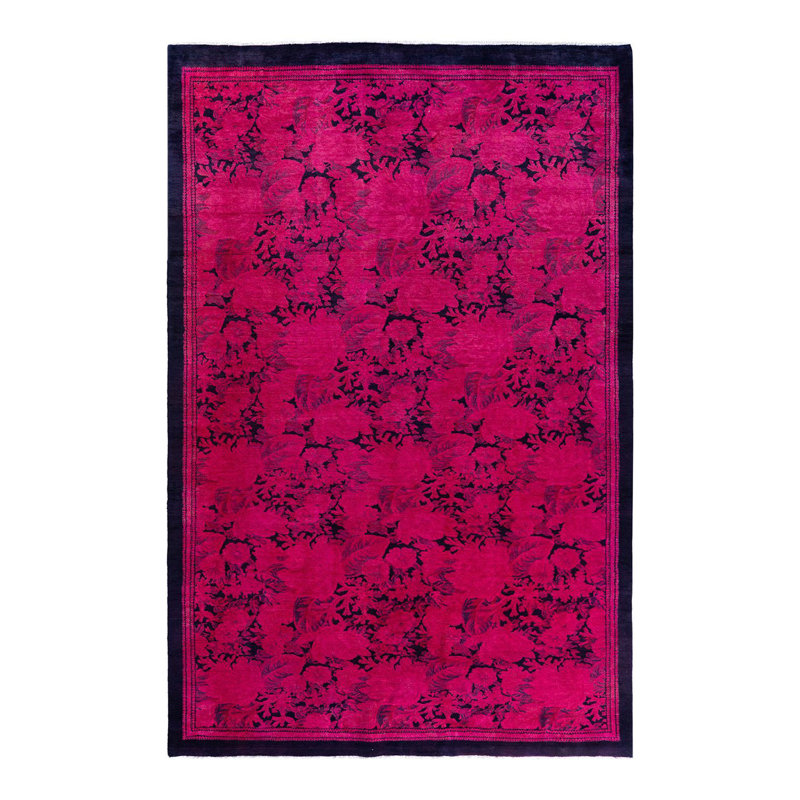 Tapis unique fait à la main Fine Vibrance - rose, 5 pi 10 po x 9 pi 0 po