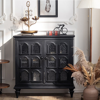 Retro Solid Pine Wood Sideboard, Ultra-Thin Entryway & Hallway Cabinet