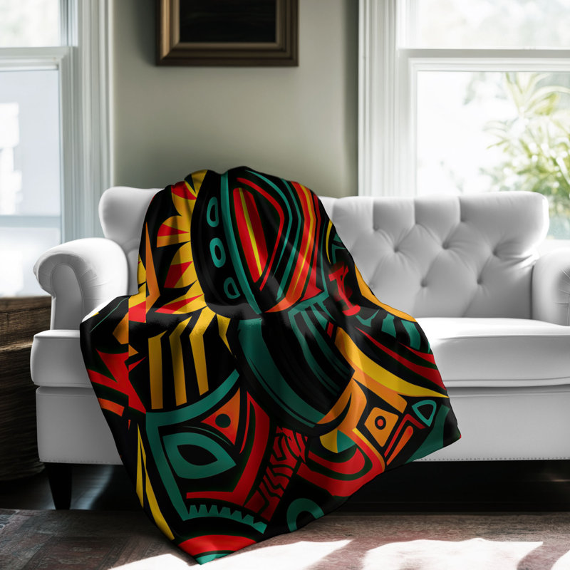 Tribal Tapestries - Couverture sherpa de qualité supérieure 1 pièce, L 50 po x L 60 po