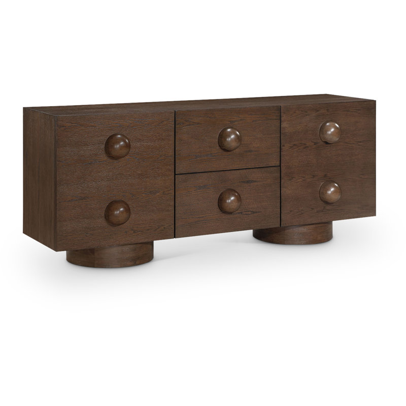 Kleintank Rubberwood with Veneer Sideboard / Buffet, Brun