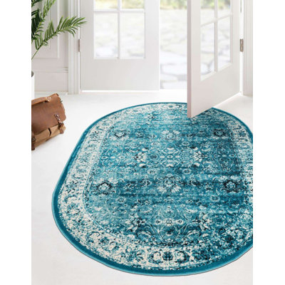 Tapis oriental bleu-vert