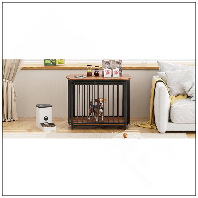 Table de bout moderne en bois pour cage avec deux portes, chenil d'intérieur durable et élégant pour petits et moyens chiens