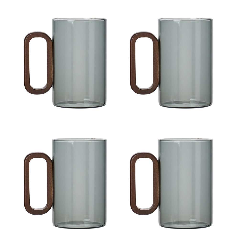 Borosilicate Glass Mugs Tea Cups with Wooden Handle