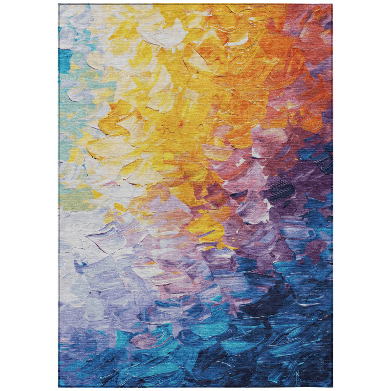 Braearis Gold Washable Indoor-Outdoor Rug - , 5' x 7'6"