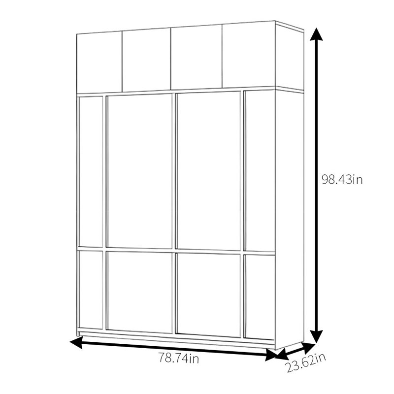 Penderie simple à bûches, H 98,43 po x l 78,74 po x P 23,62 po