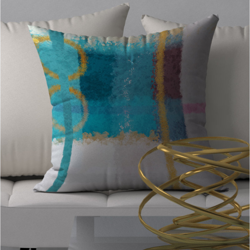Abstract Throw Pillow, 18" H x 18" W
