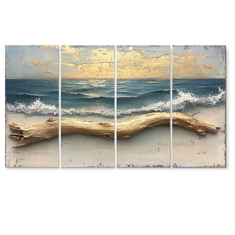 Ensemble de décorations murales bord de mer doré et bleu Driftwood, H 32 po x l 64 po