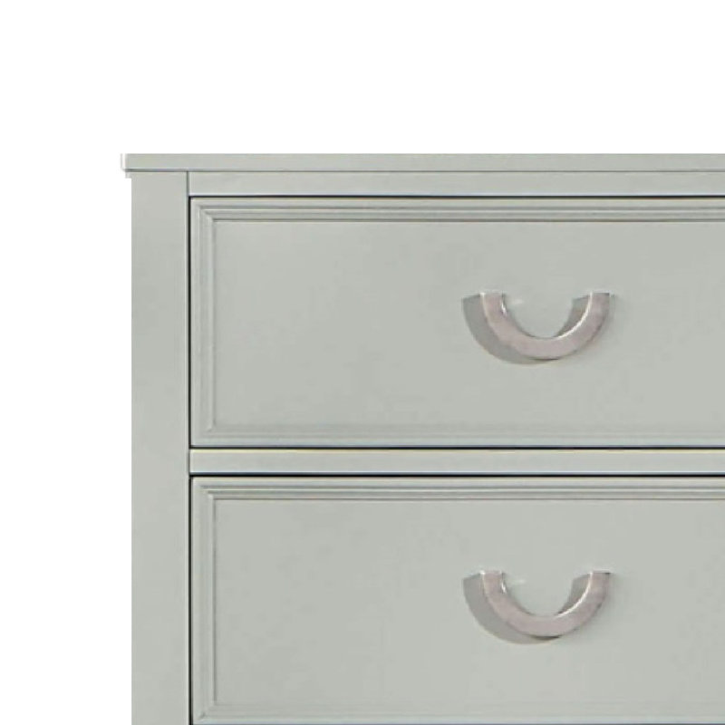 Grande commode Roly, 5 tiroirs, poignées suspendues en chrome, bois gris
