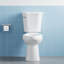 Toilette allongée deux pièces avec siège surélevé de 21 po et hauteur confort en céramique avec couvercle à pression latérale