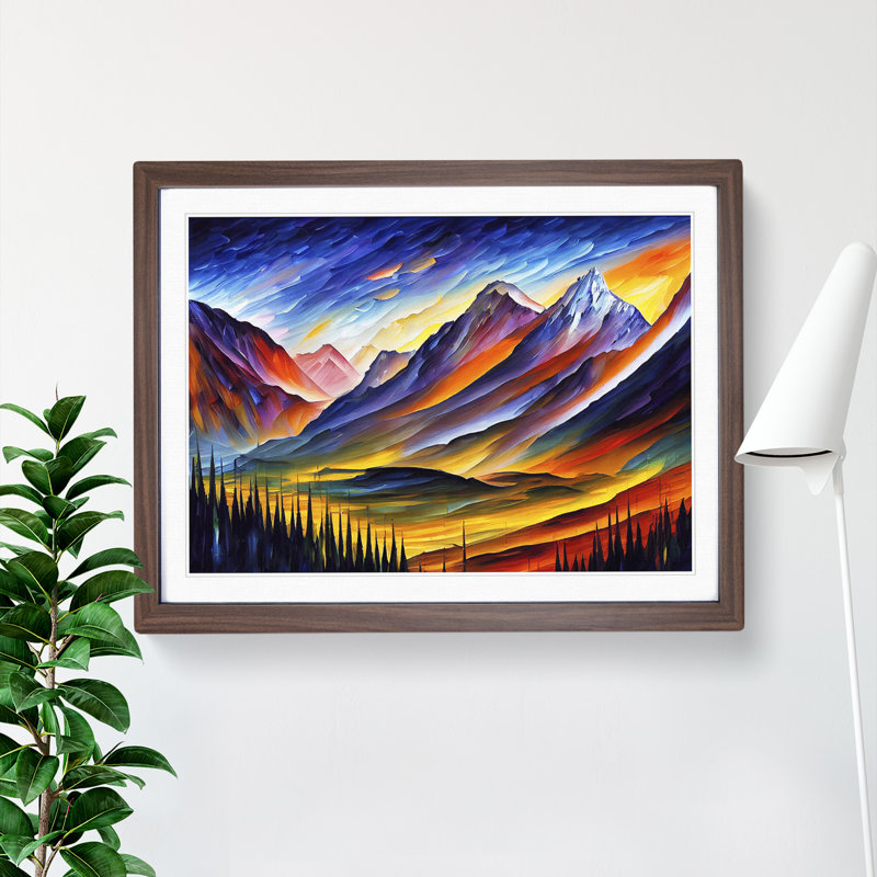 Mountain View Vol.3 Abstract - Framed Print, 25cm H x 34cm W x 2cm D, Walnut Framed