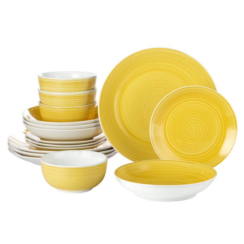 Waterside 16pc Spinwash Dinner Set, Yellow