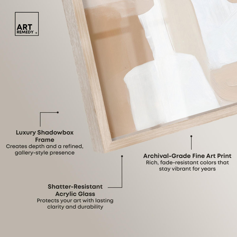 «Two Compositions I Boho Decor Shadowbox» par Art Remedy, H 25 po x l 31 po, Crème